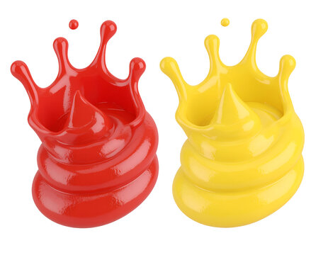 Splashes Red and yellow sauce droplets forming crowns
