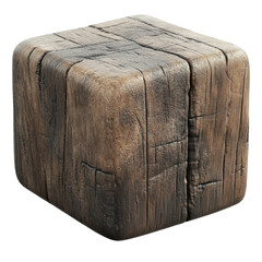 Poster - Rustic Charm Wood Cube Natural Texture Vintage Style Unique Grain Timber on transparent background