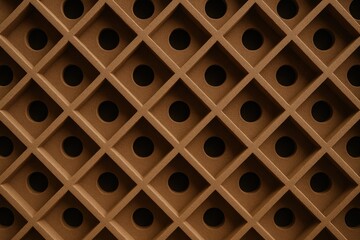 Poster - Abstract backdrop featuring a brown geometric grid with perforations