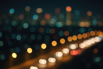 Poster - Abstract night scene featuring blurred city lights with bokeh effect