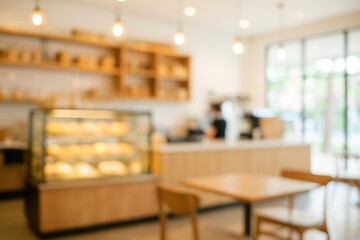 Poster - Abstract blurred background showcasing a cozy bakery and cafe interior