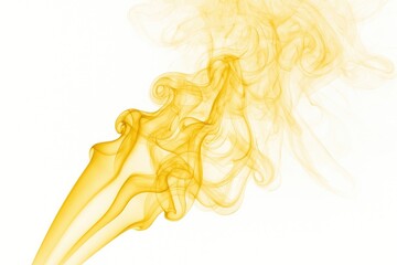 Poster - Abstract yellow smoke rising from incense sticks on a white background