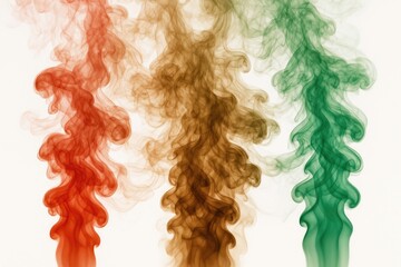Poster - Abstract colored smoke on a white backdrop with red, green, and brown ink effects