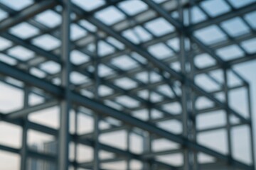 Poster - Abstract blurred photograph of construction framework and steel beams