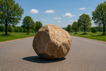 Wall Mural - large boulder blocking the pathway