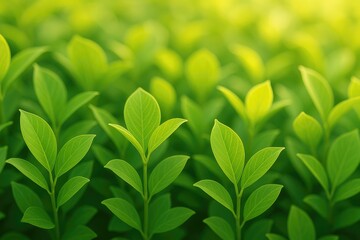 Poster - Morning scene with lush green foliage background