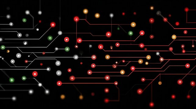 Abstract Digital Circuit Pattern with Colorful Light Effects