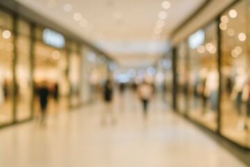 Poster - Blurred abstract background featuring retail stores in a mall
