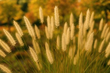 Poster - Garden with vibrant autumn reed blooms