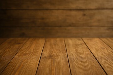 Poster - Wooden tabletop background with empty space for customization
