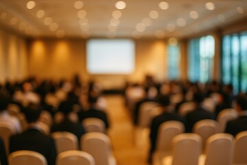 Poster - Abstract blurred image of a large conference or seminar space