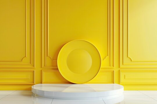 Vibrant Picture of 3D Rendering Yellow Setting Isolated
