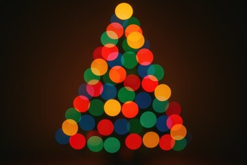 Poster - Vibrant festive bokeh lights forming a Christmas tree