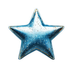 Leinwandbilder - Blue Star Metallic Surface Texture Holiday Achievement Symbol Object on transparent background