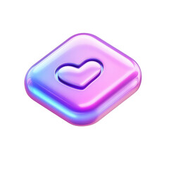 Leinwandbilder - Shiny Heart Button Icon Love Symbol with 3D Rendering Gradient Colors Pink on transparent background