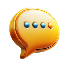 Poster - Golden Chat Bubble Communication Design Icon Social Media Message Shiny 3D on transparent background