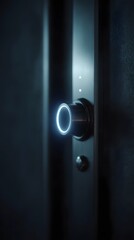 Poster - Smart home lock with glowing access interface on modern door