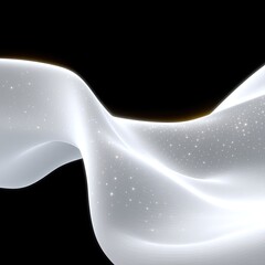 Poster - Elegant White Digital Wave with Glowing Gold Particles
