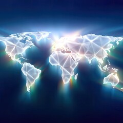 Poster - Futuristic Polygonal World Map Network