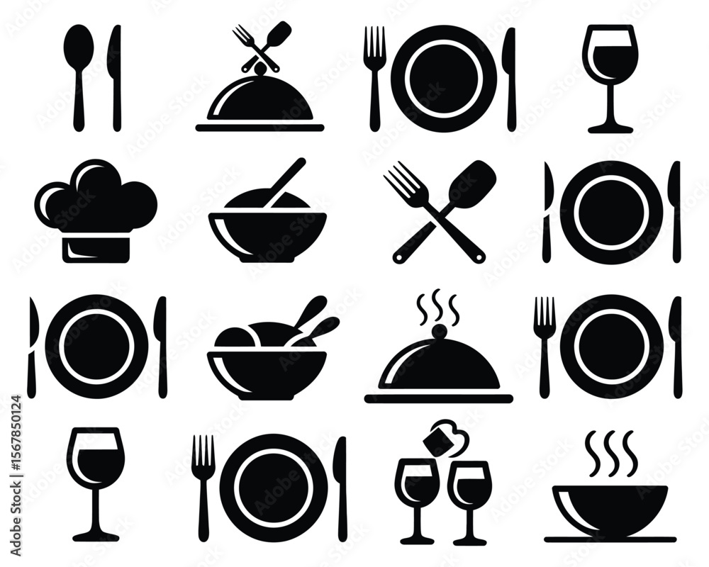 Restaurant Menu Icons 23 EPS Vector Graphics for Culinary Designs Stock ...
