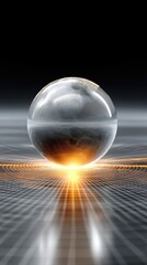 Poster - Glass Globe on Digital Grid Network: Futuristic AI Visualization