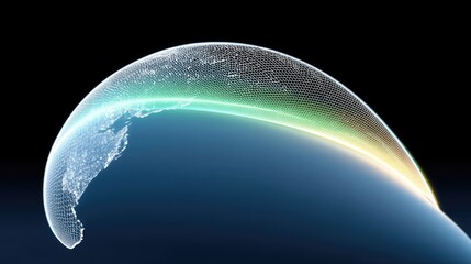 Poster - Global Data Network Visualization: Abstract Curved Arcs of Light and Points
