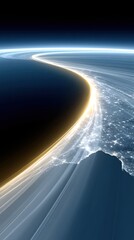 Poster - Global Information Flow Represented as a Luminous Arc Over Earth at Night