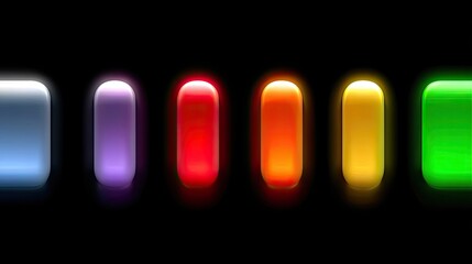 Poster - Glowing Colorful Buttons on Black Background
