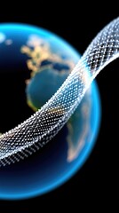 Poster - Glowing Dotted Network Encircling Earth
