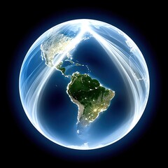 Poster - Glowing Earth Grid with Blue Nodes