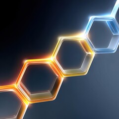 Poster - Glowing Gradient Hexagons Abstract Technology Background