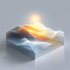 Poster - Glowing Low Poly Data Field Abstract Digital Landscape
