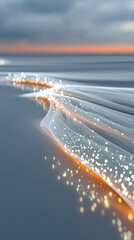 Poster - Glowing Lines on a Beach at Sunset