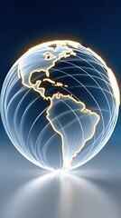 Poster - Glowing Neon Globe with Web Forming Across Continents