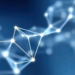 Poster - Glowing Network: Abstract Blue and White Digital Connections