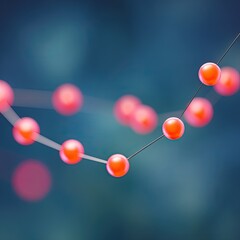 Poster - Glowing Pink Network Nodes Connected by Thin Lines Against a Dark Blue Background