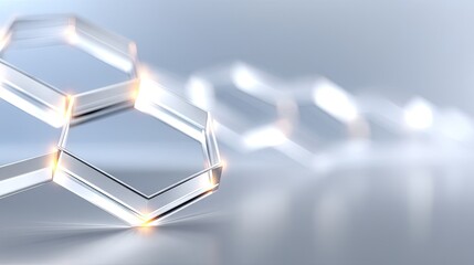 Poster - Glowing White Hexagon Network Abstract Technology Background