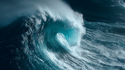 Wall Mural - Close-up of a curling wave resembling a roaring lionâs head