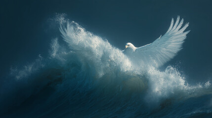 Wall Mural - a waveâs crest shaping into a soaring eagle with wings spread wide