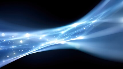 Poster - Luminous Blue Threads Mesh Network Abstract Background