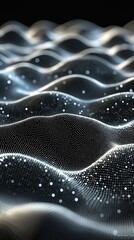 Poster - Monochrome Abstract Tech Background with Dot Field Terrain