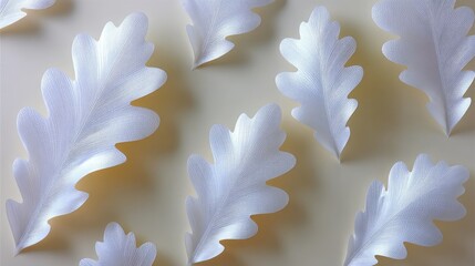 Poster - Monochrome Silhouette Oak Leaves on Ivory Background