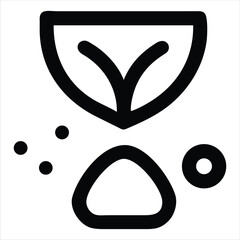Poster - Stylized black and white hourglass icon with abstract dots and a circle representing time and measurement