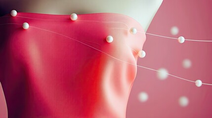 Poster - Pink Couture Dress Detail with Pearl Embellishments