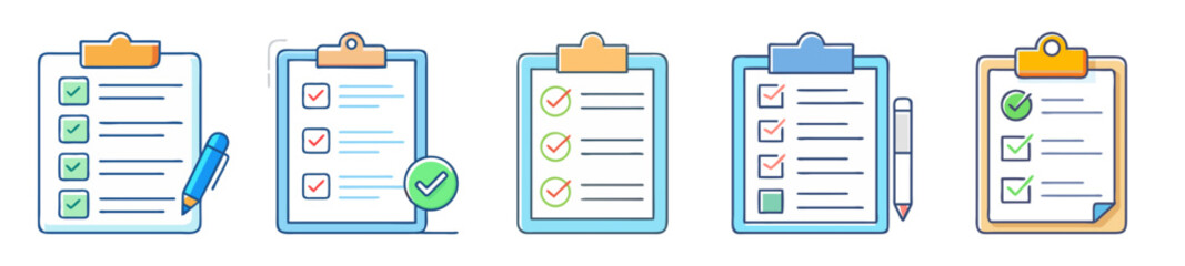 Aufkleber - Collection of Checklists and Forms with Various Checkmarks and Task Completion