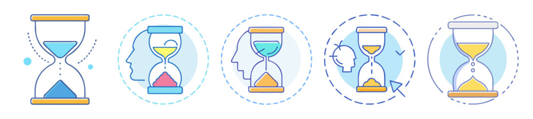 Poster - Conceptual Illustration of Time Management and Productivity with Hourglass and Human Head