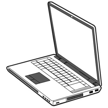 Open laptop computer illustration technology portable