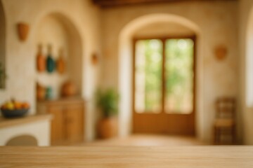Poster - create a soft-focus backdrop featuring a mediterranean-style interior
