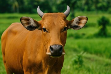 Wall Mural - detailed view of a traditional southeast asian working cattle used in rice farming