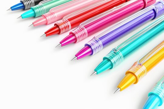 Premium Quality Visual of Colored Pens Isolated on a White Background 3D Render